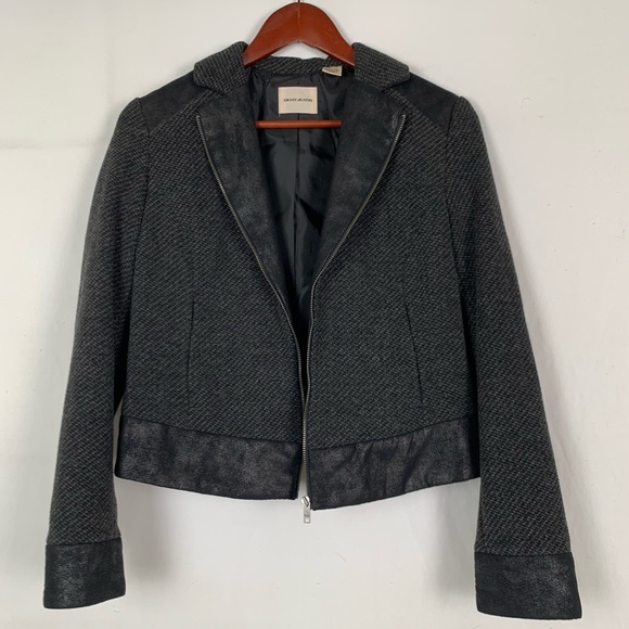 DKNY Jeans Moto Jacket XS Black Dark Grey - Picture 3 of 12